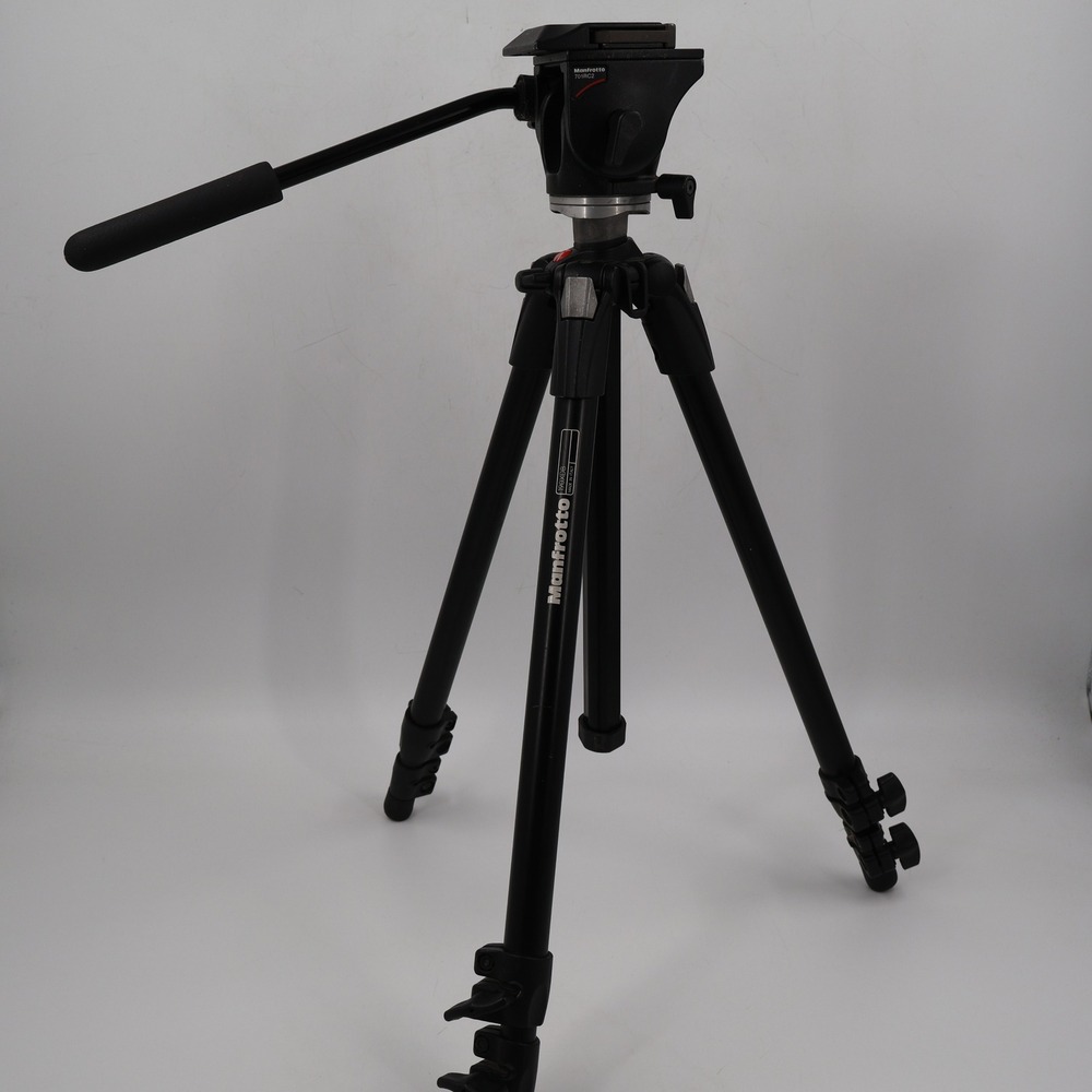 Manfrotto 190XDB Tripod 701RC2 Fluid Head Black Aluminum Professional Italy